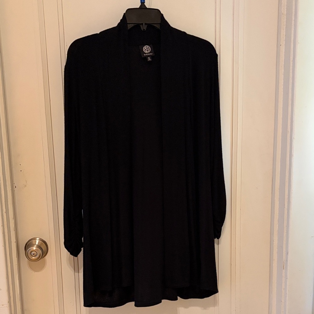 bobeau Black Open-Front Lightweight Cardigan
